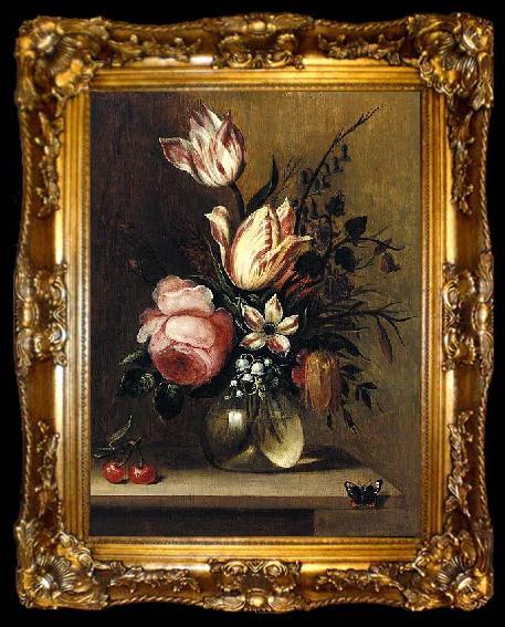 framed  Hans Bollongier Flowers in a Vase, ta009-2